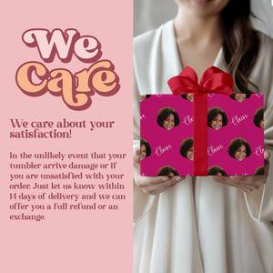 Custom Name and Face Wrapping Paper – Unique Birthday or Holiday Gift for Kids and Family, Secret Santa Gift (GW-36)