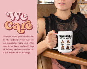 Personalized Grandpa's Little Shits Mug •Funny Coffee Mug • Father's Day Gift •Custom Poop Emoji Mug With Kids Names •(MU-89 Grandpa)