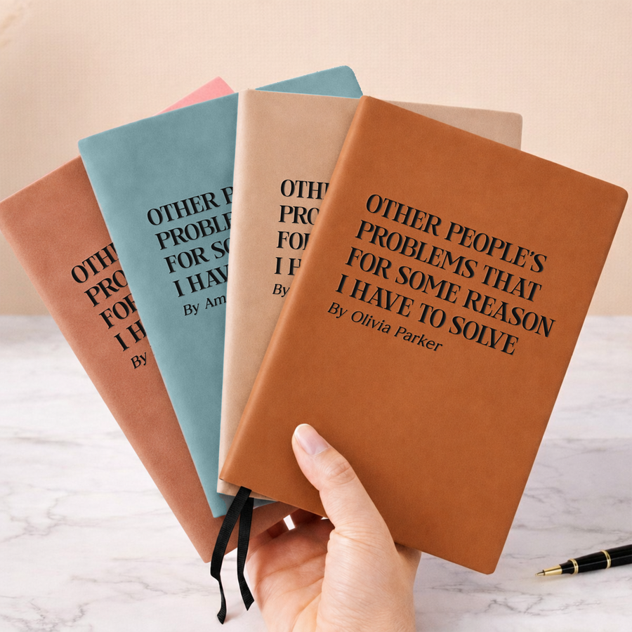 Funny Coworker Gift | Custom Leather Journal | Sarcastic Work Notebook Office Gift | Name Journal Funny Gift for Her(EJ-26)