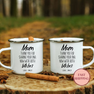 Mom Coffee Mug, Funny Gift for Mom, Unique Mother's Day Present, Thank You for Sharing Your DNA, Cute Ceramic Cup(MU-264)