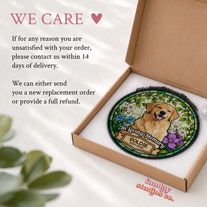 In Loving Memory Keepsake, Dog Memorial Suncatcher, Custom Pet Portrait Stained Glass Window Hanging(SC_20)