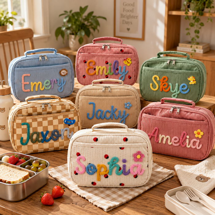 Personalized Hand-Crocheted Corduroy Meal Bag
