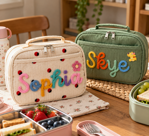 Personalized Hand-Crocheted Corduroy Meal Bag