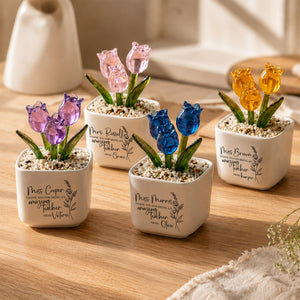 Personalized Glass Tulip Flower Pot for Teacher | Custom Teacher Appreciation Desk Planter(GF-9)