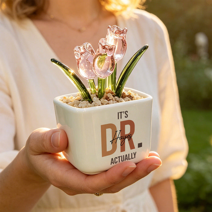 Custom Medical School Graduation Gift for Her | Personalized It's DR Actually Glass Flower Planter (GF-23)