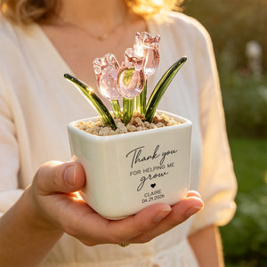 Custom Teacher Appreciation Gift for Christmas | Personalized Glass Tulip Flower Pot (GF-13)