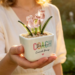 Dance Coach Christmas Keepsake | Personalized Dance Glass Flower Pot | Custom Name Mini Tulip Planter for Dance(GF-29)