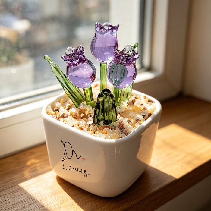 Custom Doctor Christmas Gift for Her | Personalized Glass Tulip Flower Pot for Doctor(GF-25)