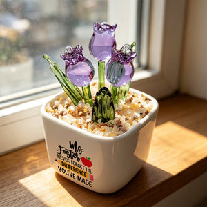 Personalized Glass Tulip Flower Pot for Teacher | Custom Teacher Christmas Keepsake (GF-8)