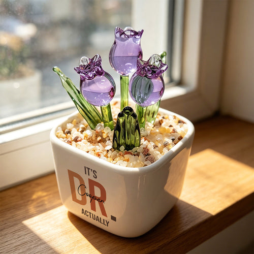 Custom Medical School Graduation Gift for Her | Personalized It's DR Actually Glass Flower Planter (GF-23)