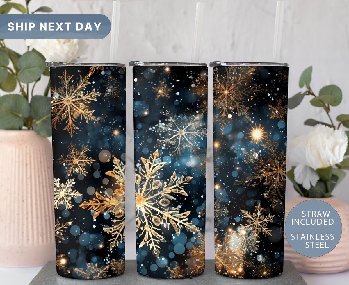 Snowflakes Tumbler, Winter Holiday Tumbler for Her, Christmas Snowflakes Tumbler, 20oz Tumbler Cup, (TM-191)