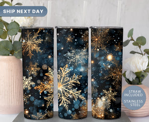 Snowflakes Tumbler, Winter Holiday Tumbler for Her, Christmas Snowflakes Tumbler, 20oz Tumbler Cup, (TM-191)