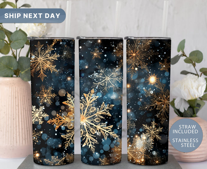 Snowflakes Tumbler, Winter Holiday Tumbler for Her, Christmas Snowflakes Tumbler, 20oz Tumbler Cup, (TM-191)