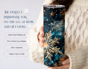 Snowflakes Tumbler, Winter Holiday Tumbler for Her, Christmas Snowflakes Tumbler, 20oz Tumbler Cup, (TM-191)