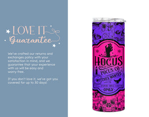 Hocus Pocus Halloween Tumbler, Spooky Tumbler Cup, Sanderson Sisters Travel Cup, Halloween 20oz Skinny Tumbler with Straw, (TM-166 Hocus)