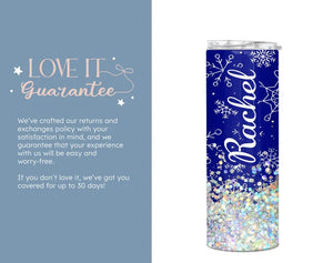 Snowfall Glitter Personalized Tumbler, Magical Christmas Tumbler Cup with Name, Snowflake 20oz Tumbler, (TM-204)